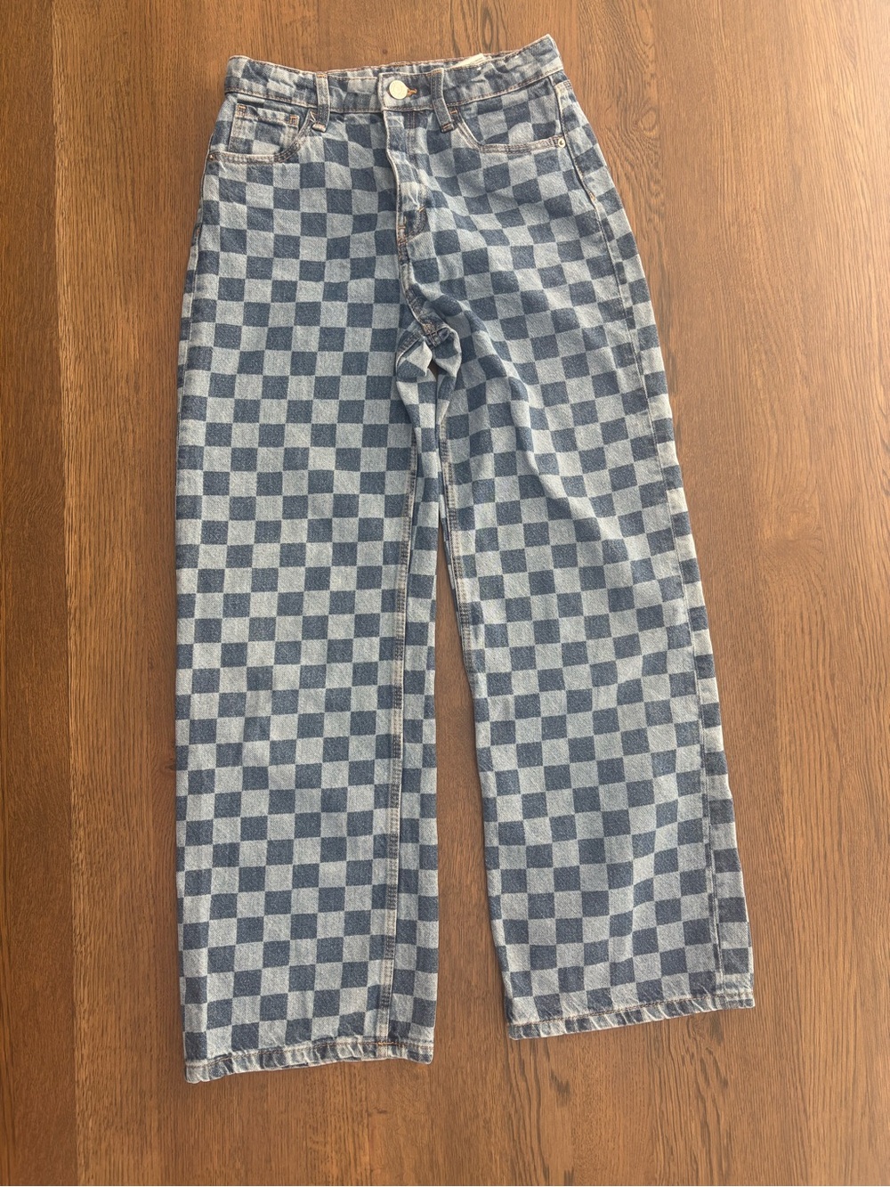 H&M Checkerboard Blue Denim Jeans